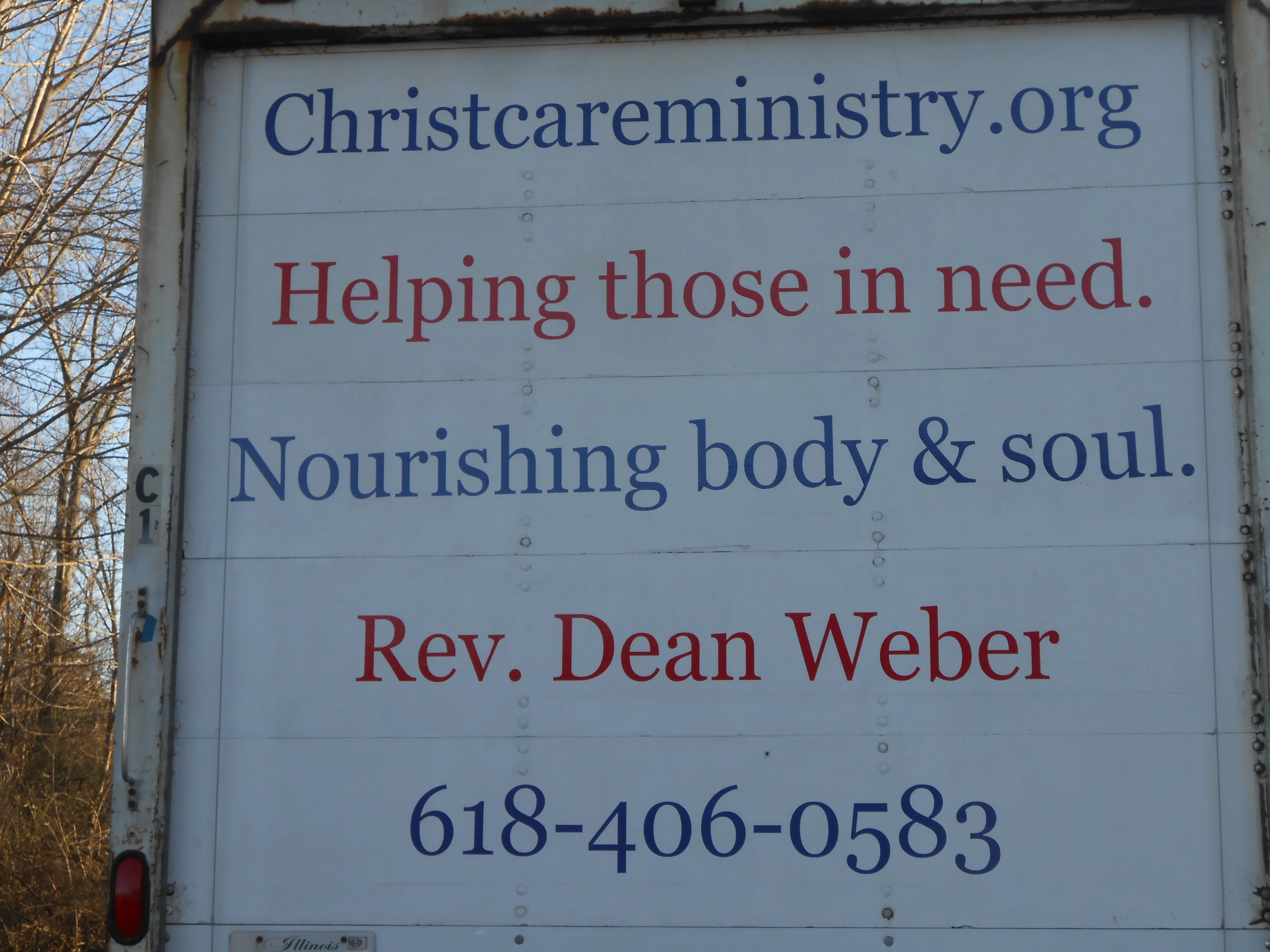 Ministry truck signage - Helping those in need, Nourishing body and soul